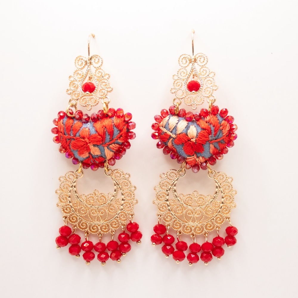 Antonia handmade embroidered statement earrigns